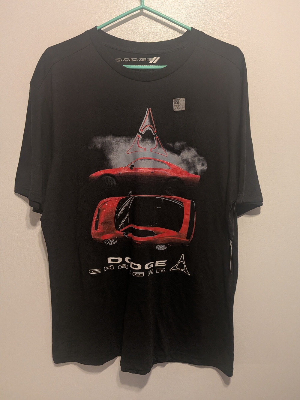 Dodge Charger Black Short Sleeve Tee with Red Car Graphic